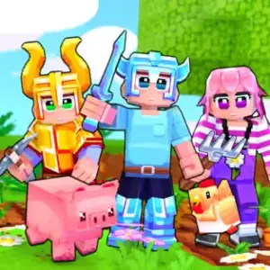 Minefun io gameplay in a bright blocky multiplayer world with parkour, survival, and crafting adventure